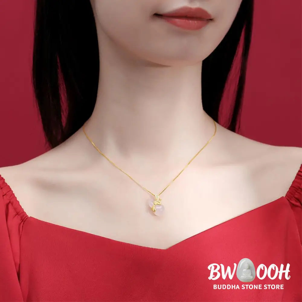 Buddha Stones Cyan Jade Gourd Lotus Leaf Abundance Pendant Necklace - BWOOOH - Necklaces &amp; Pendants