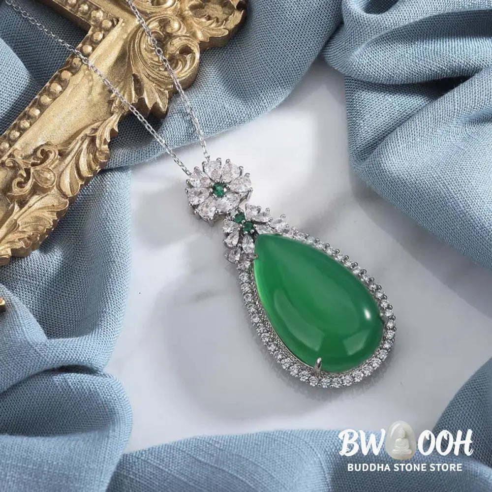 Buddha Stones Cyan Jade Harmony Necklace - BWOOOH - Cyan Jade - Necklaces & Pendants