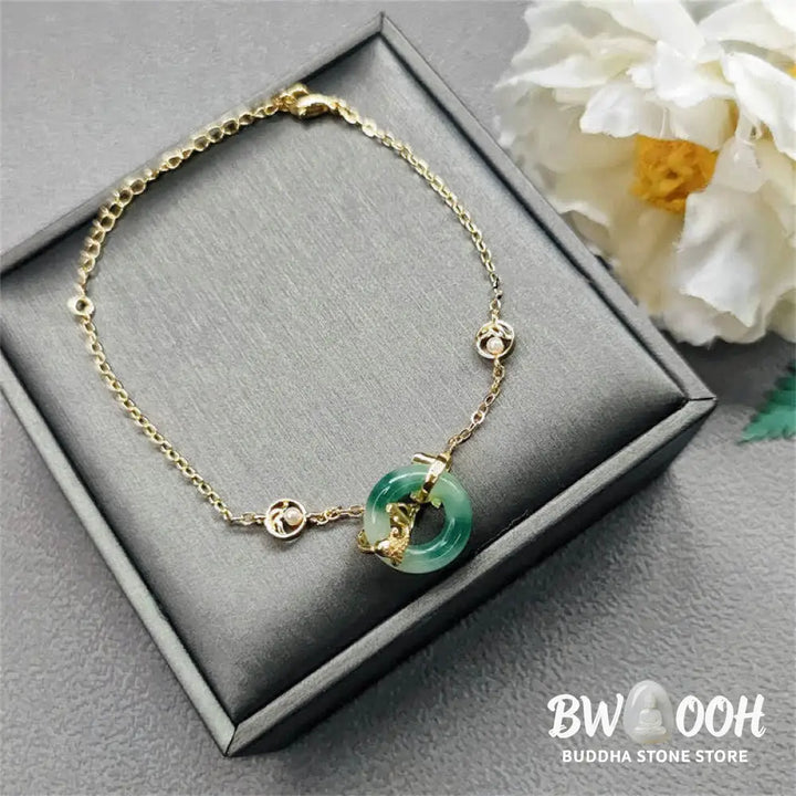 Buddha Stones Cyan Jade Koi Fish Healing Harmony Bracelet - BWOOOH - Cyan Jade (Success ♥ Luck) - Bracelet