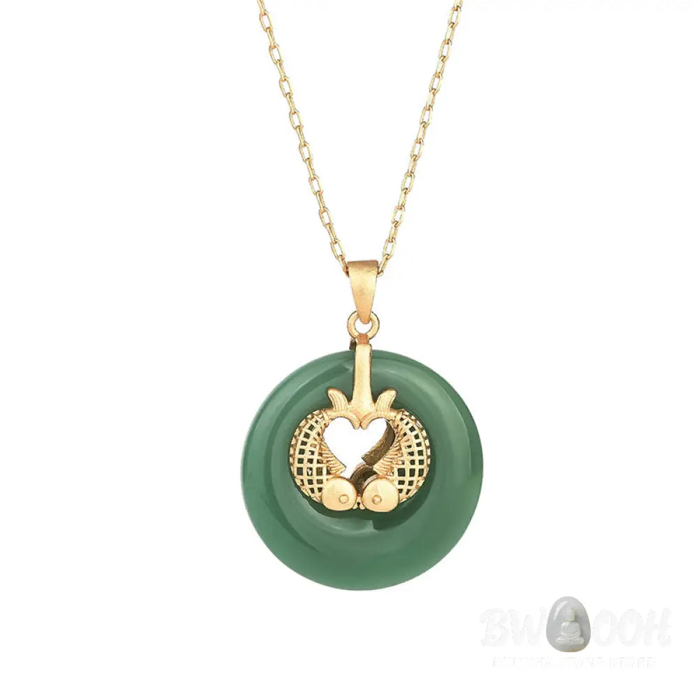 Buddha Stones Cyan Jade Koi Fish Luck Necklace Pendant - BWOOOH - Cyan Jade (Success ♥ Luck) - Necklaces &amp; Pendants