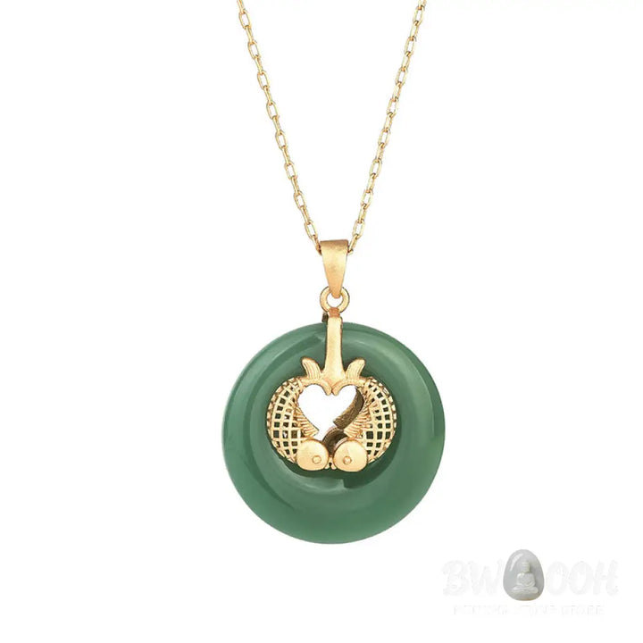 Buddha Stones Cyan Jade Koi Fish Luck Necklace Pendant - BWOOOH - Cyan Jade (Success ♥ Luck) - Necklaces &amp; Pendants