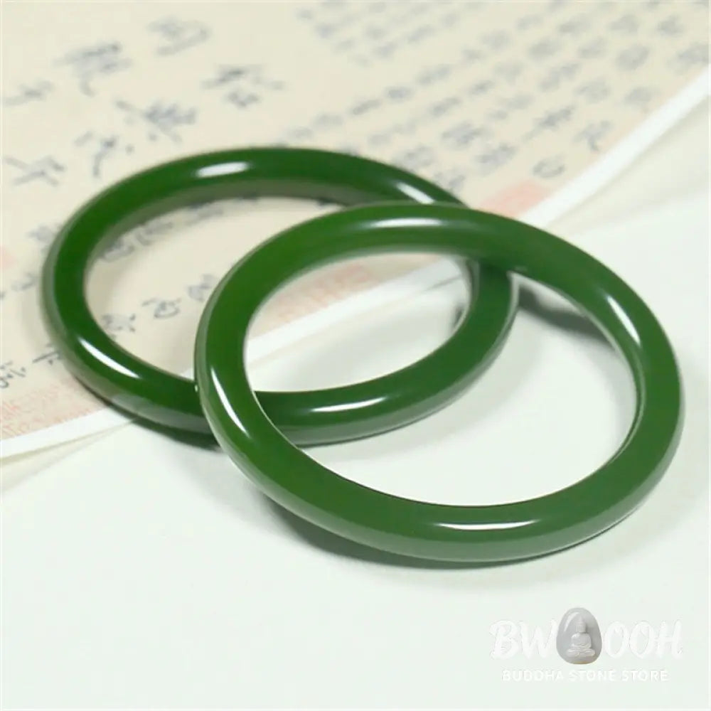 Buddha Stones Cyan Jade Longevity Blessing Bangle Bracelet - BWOOOH - Bracelet