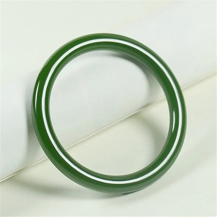Buddha Stones Cyan Jade Longevity Blessing Bangle Bracelet - BWOOOH - 53mm - Bracelet
