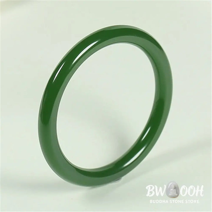 Buddha Stones Cyan Jade Longevity Blessing Bangle Bracelet - BWOOOH - Bracelet