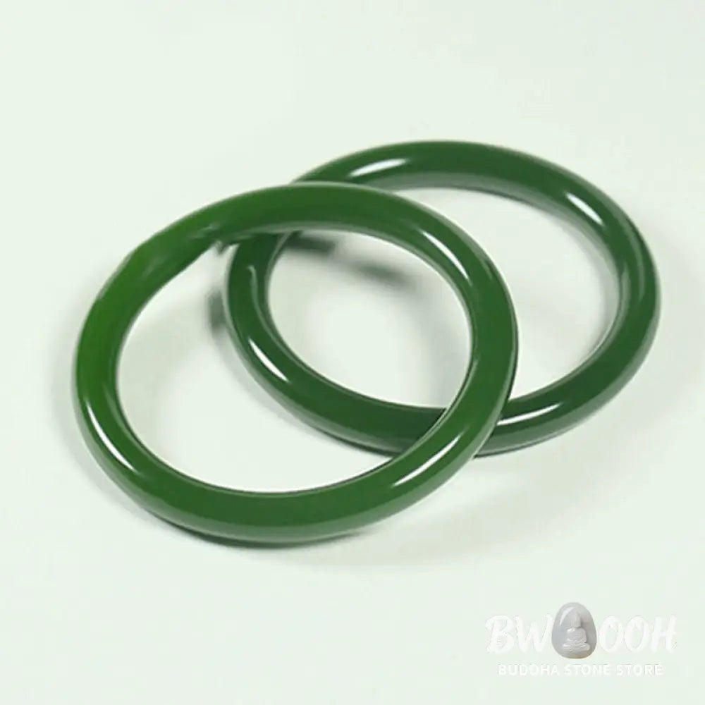 Buddha Stones Cyan Jade Longevity Blessing Bangle Bracelet - BWOOOH - Bracelet