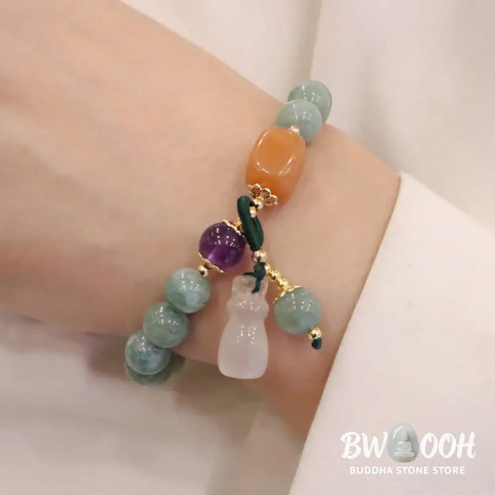 BWOOOH Cyan Jade Lotus Pumpkin Wish Peace Buckle Amethyst Crystal Healing Bracelet | spiritual healing bracelet
