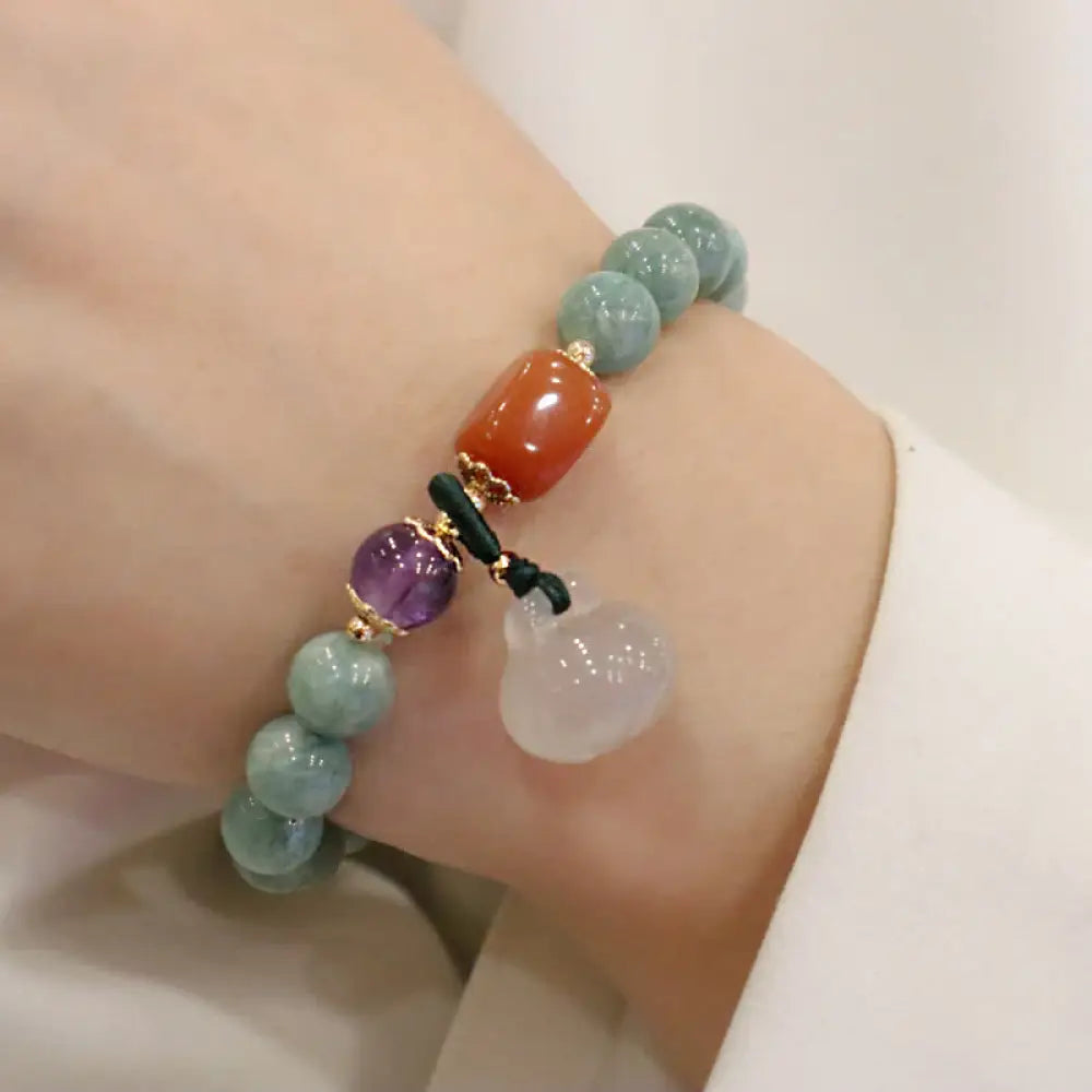 BWOOOH Cyan Jade Lotus Pumpkin Wish Peace Buckle Amethyst Crystal Healing Bracelet | spiritual healing bracelet