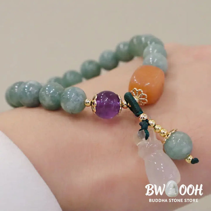 BWOOOH Cyan Jade Lotus Pumpkin Wish Peace Buckle Amethyst Crystal Healing Bracelet | spiritual healing bracelet