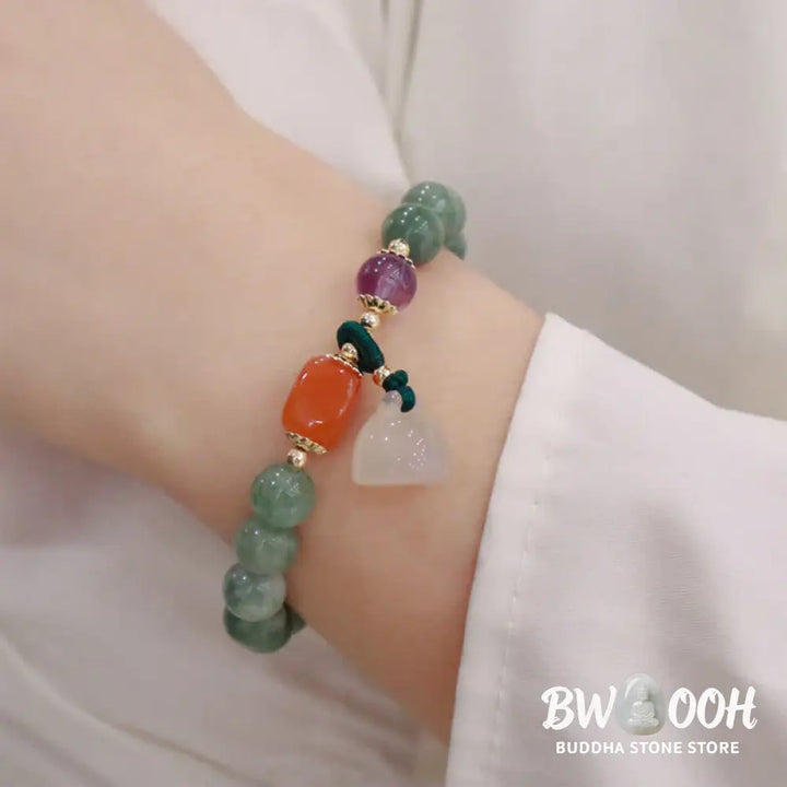BWOOOH Cyan Jade Lotus Pumpkin Wish Peace Buckle Amethyst Crystal Healing Bracelet | spiritual healing bracelet