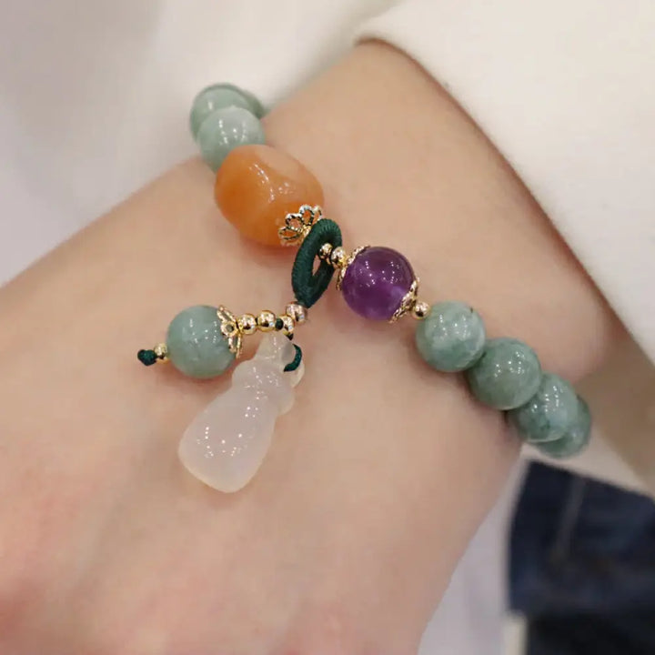 BWOOOH Cyan Jade Lotus Pumpkin Wish Peace Buckle Amethyst Crystal Healing Bracelet | spiritual healing bracelet
