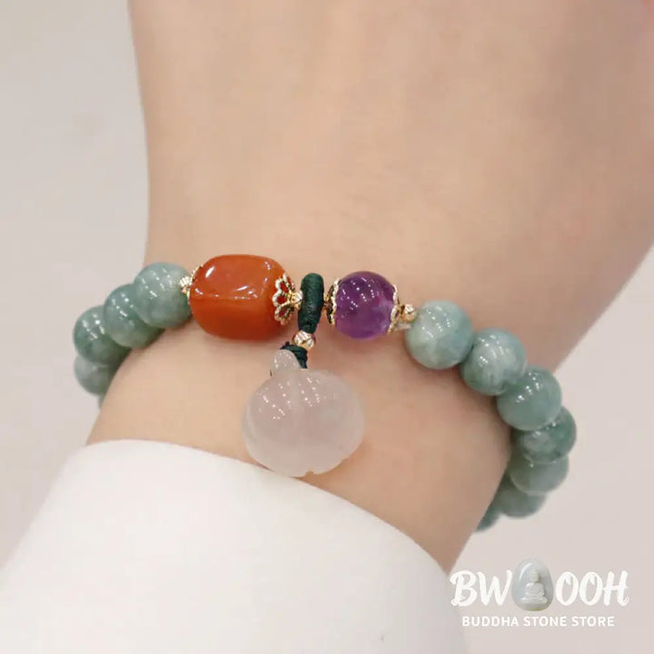 BWOOOH Cyan Jade Lotus Pumpkin Wish Peace Buckle Amethyst Crystal Healing Bracelet | spiritual healing bracelet