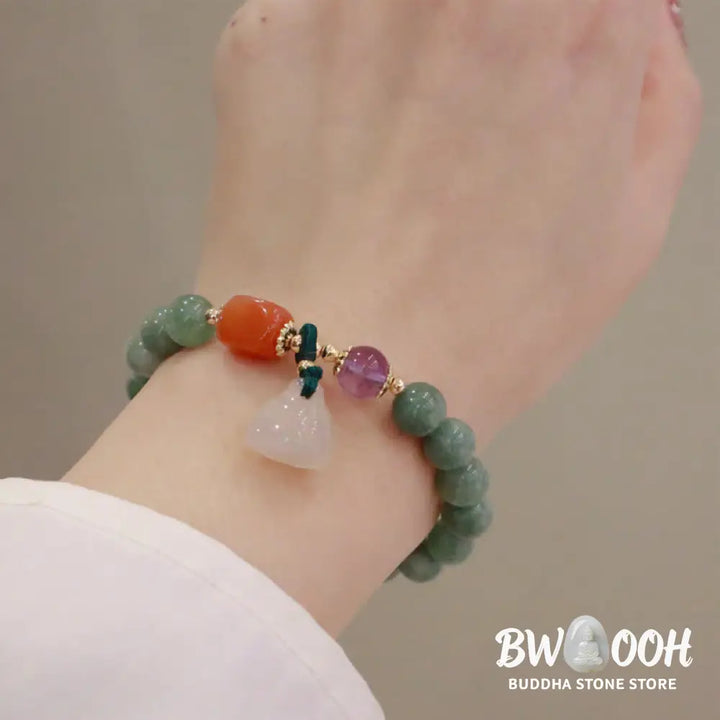 BWOOOH Cyan Jade Lotus Pumpkin Wish Peace Buckle Amethyst Crystal Healing Bracelet | spiritual healing bracelet