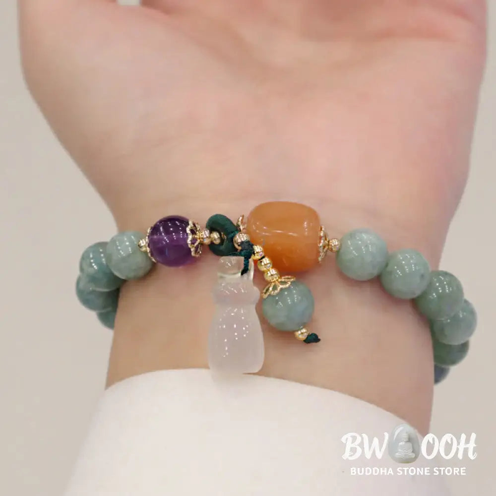 BWOOOH Cyan Jade Lotus Pumpkin Wish Peace Buckle Amethyst Crystal Healing Bracelet | spiritual healing bracelet