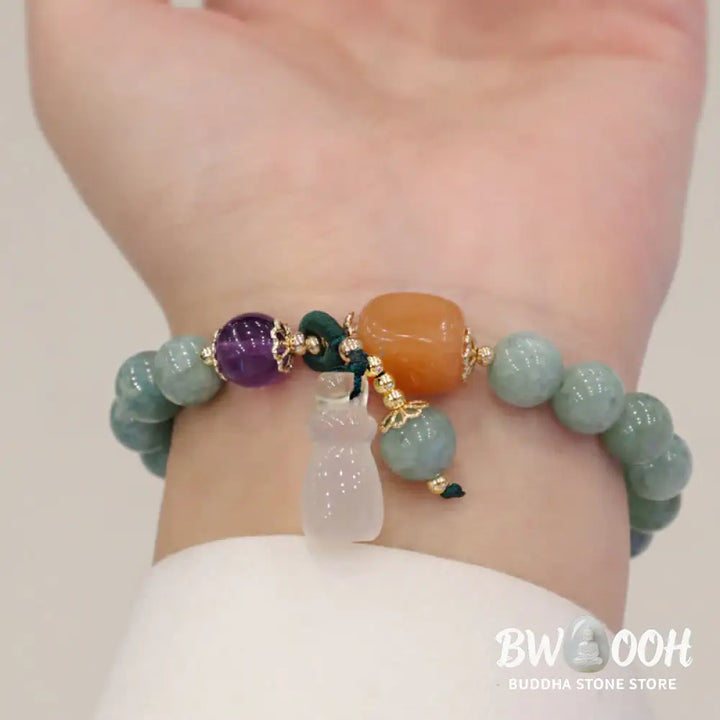 BWOOOH Cyan Jade Lotus Pumpkin Wish Peace Buckle Amethyst Crystal Healing Bracelet | spiritual healing bracelet