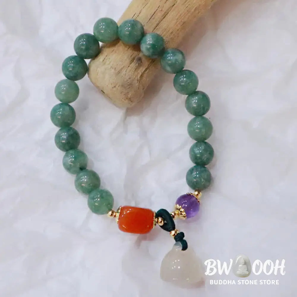 BWOOOH Cyan Jade Lotus Pumpkin Wish Peace Buckle Amethyst Crystal Healing Bracelet | spiritual healing bracelet