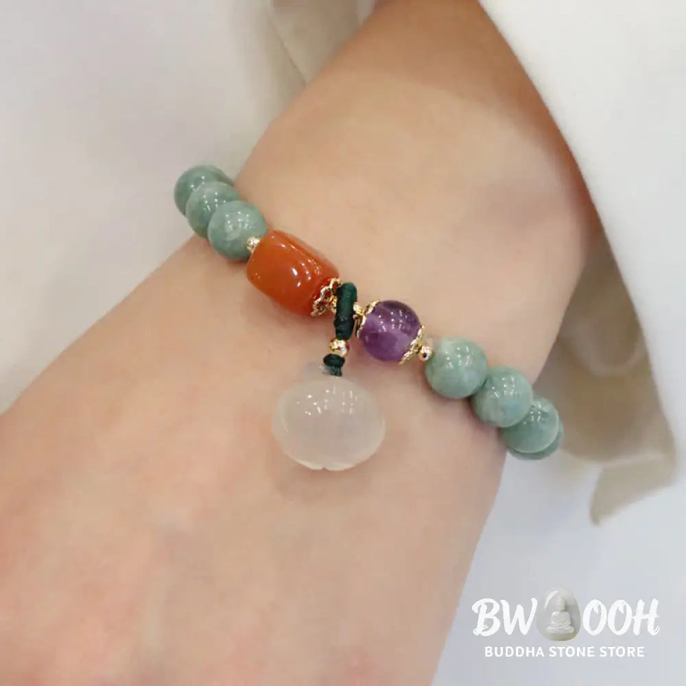 BWOOOH Cyan Jade Lotus Pumpkin Wish Peace Buckle Amethyst Crystal Healing Bracelet | spiritual healing bracelet