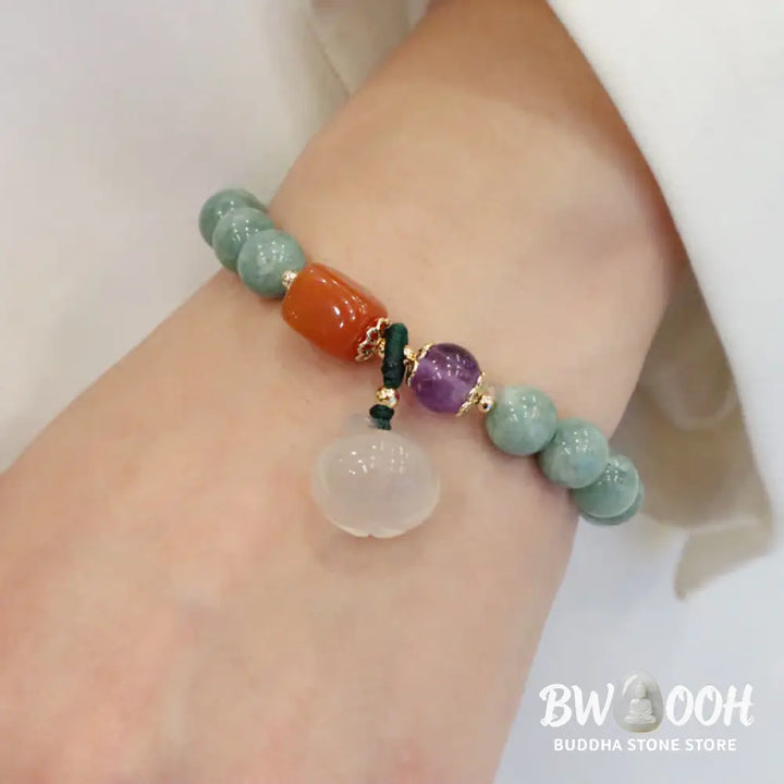 BWOOOH Cyan Jade Lotus Pumpkin Wish Peace Buckle Amethyst Crystal Healing Bracelet | spiritual healing bracelet