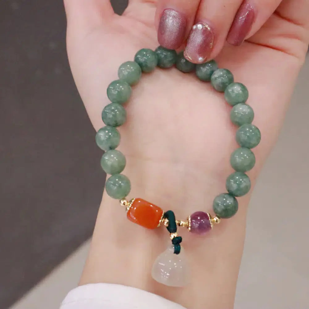 BWOOOH Cyan Jade Lotus Pumpkin Wish Peace Buckle Amethyst Crystal Healing Bracelet | spiritual healing bracelet