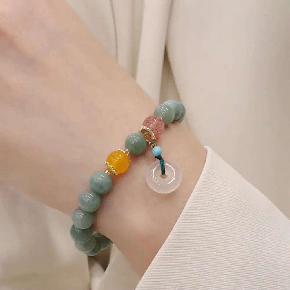 BWOOOH Cyan Jade Lotus Pumpkin Wish Peace Buckle Amethyst Crystal Healing Bracelet | spiritual healing bracelet