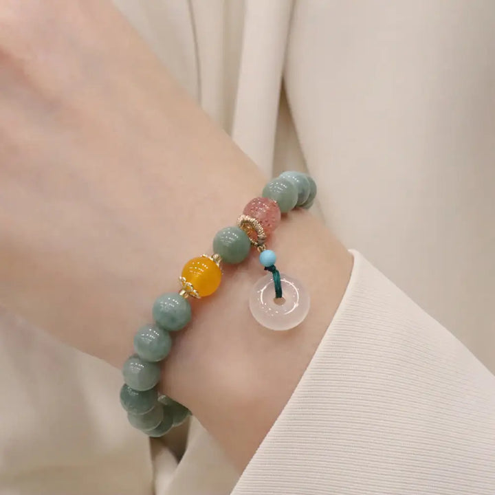 BWOOOH Cyan Jade Lotus Pumpkin Wish Peace Buckle Amethyst Crystal Healing Bracelet | spiritual healing bracelet