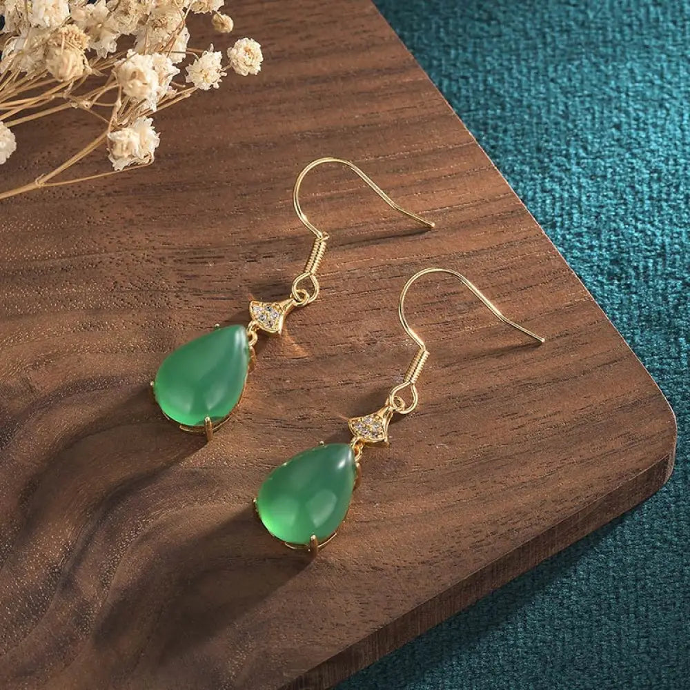 BWOOOH Cyan Jade Luck Drop Earrings — Cyan Jade jade bracelet for spiritual healing and mindful living