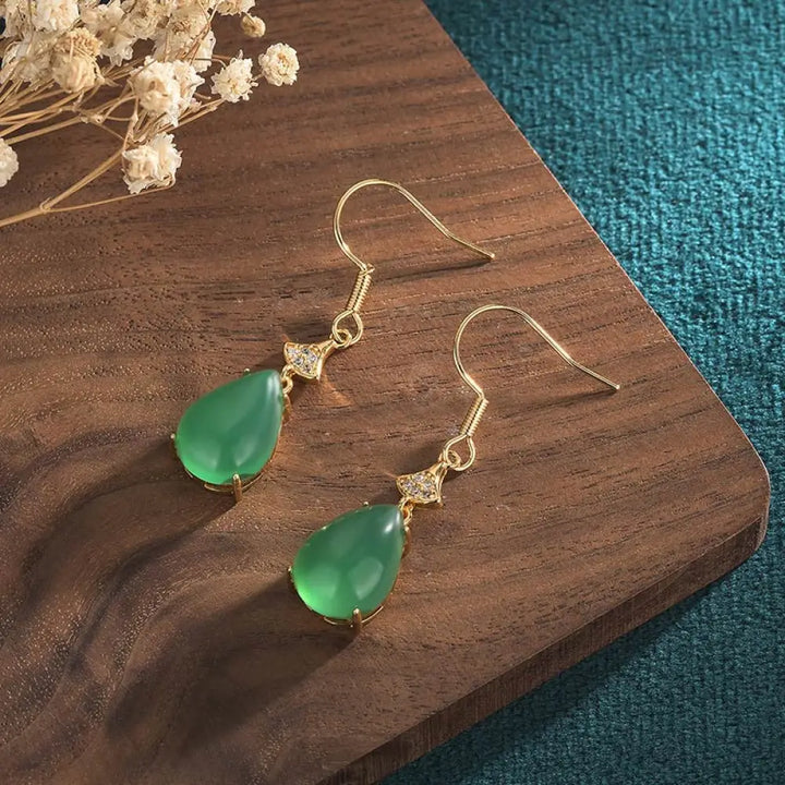 BWOOOH Cyan Jade Luck Drop Earrings — Cyan Jade jade bracelet for spiritual healing and mindful living