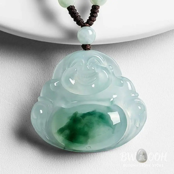 Buddha Stones Cyan Jade Luck Necklace Pendant - BWOOOH - Cyan Jade - Necklaces &amp; Pendants