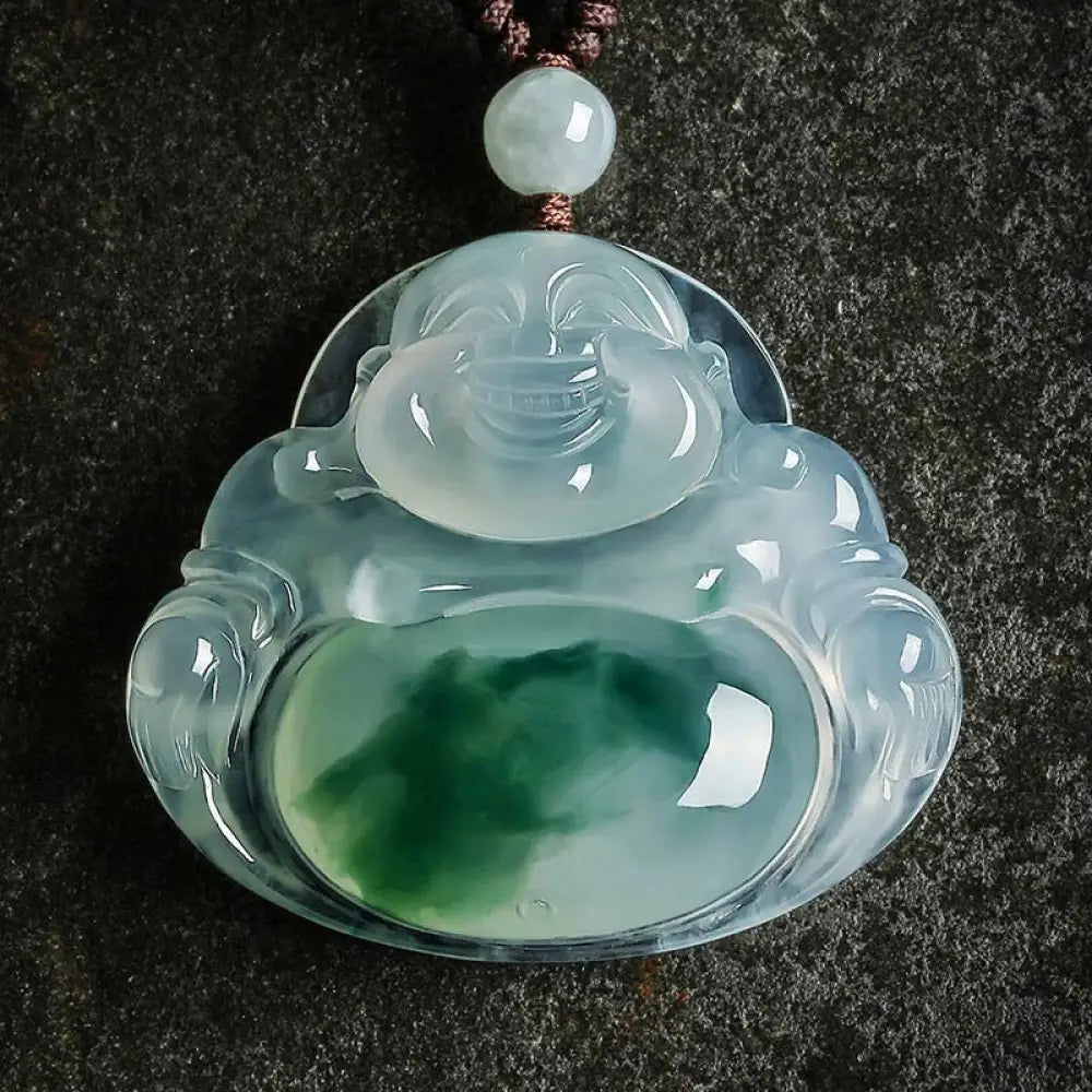 BWOOOH Cyan Jade Luck Necklace Pendant — natural cyan jade pendant on 45cm chain for luck and clarity