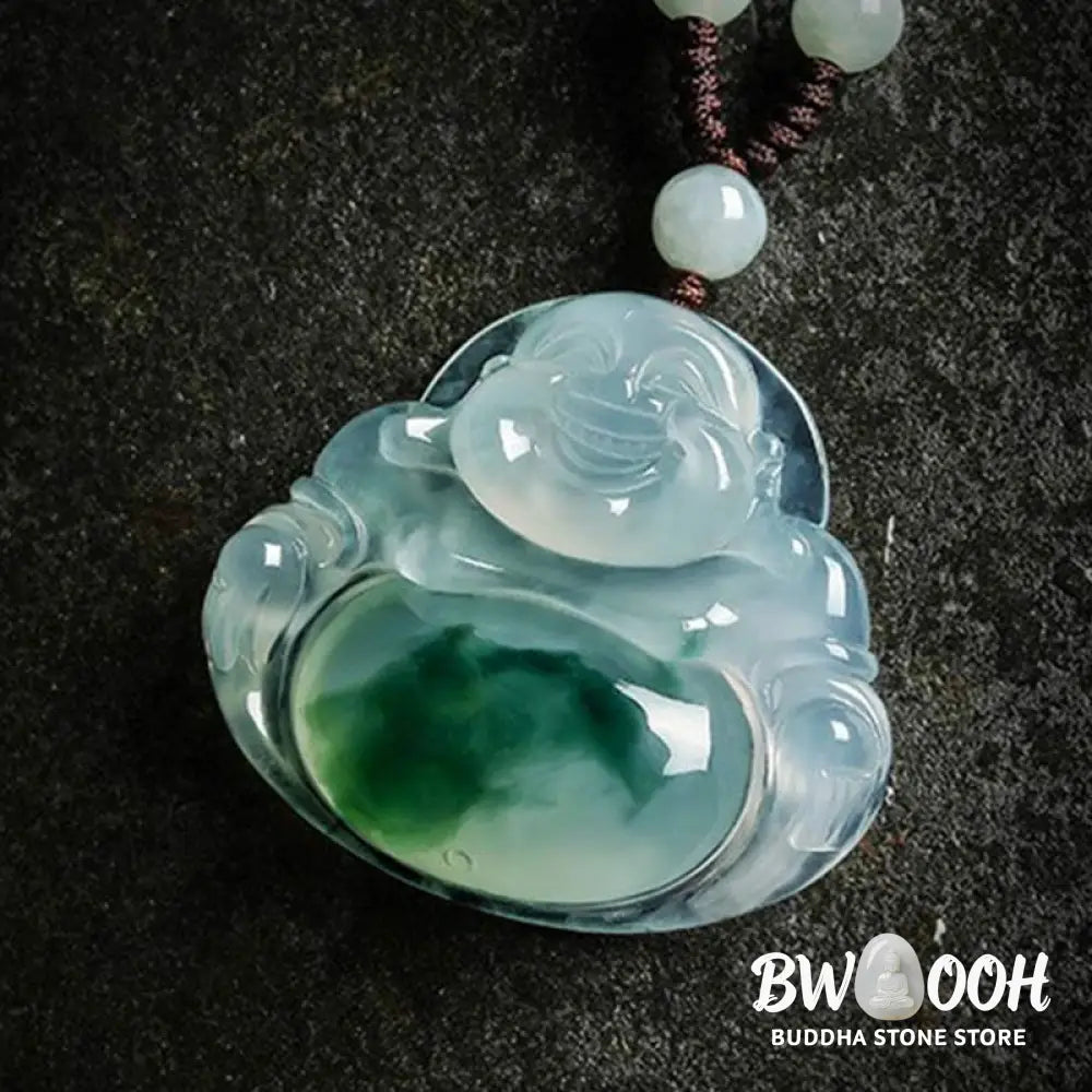 Buddha Stones Cyan Jade Luck Necklace Pendant - BWOOOH - Cyan Jade - Necklaces &amp; Pendants