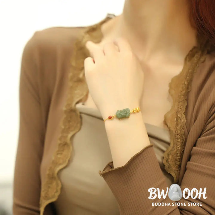 BWOOOH Cyan Jade PiXiu Copper Coin Red Agate Success Chain Bracelet | spiritual healing bracelet