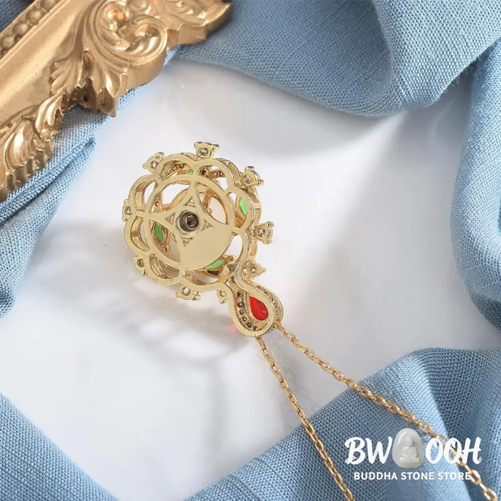 Buddha Stones Cyan Jade Red Crystal Luck Necklace - BWOOOH - Necklaces &amp; Pendants