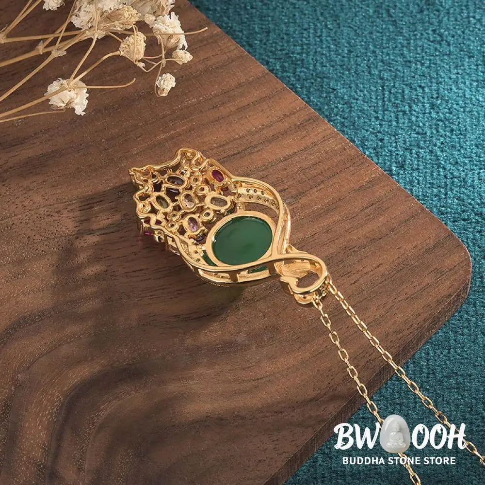 Buddha Stones Cyan Jade Success Necklace Chain Pendant - BWOOOH - Cyan Jade - Necklaces &amp; Pendants