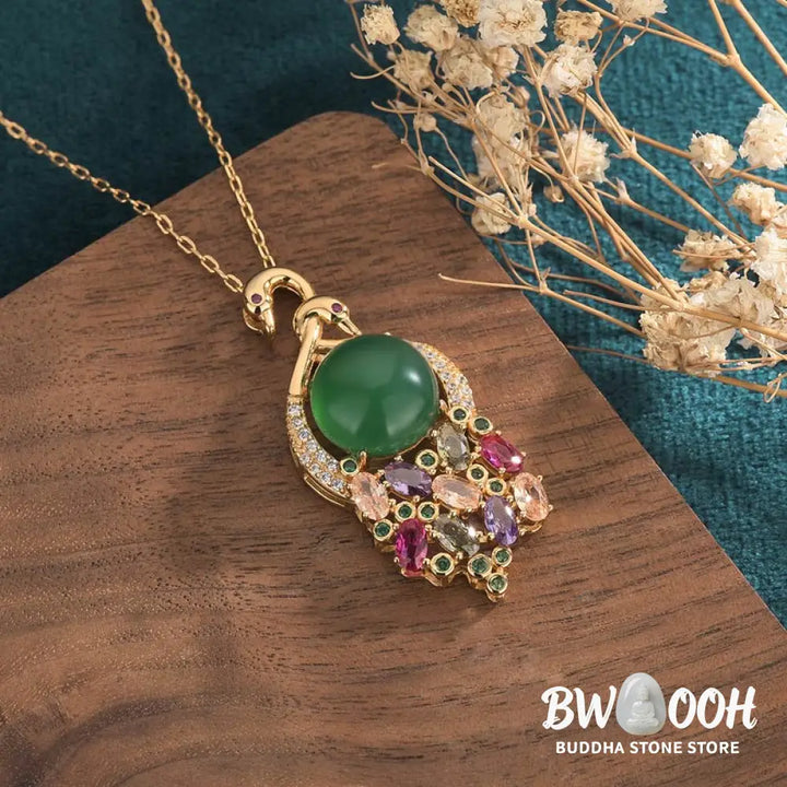 Buddha Stones Cyan Jade Success Necklace Chain Pendant - BWOOOH - Cyan Jade - Necklaces &amp; Pendants