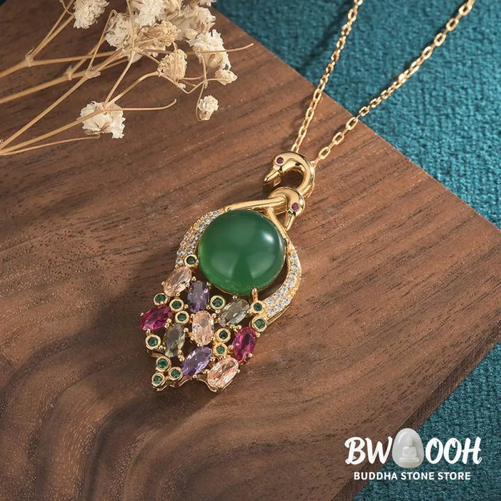 Buddha Stones Cyan Jade Success Necklace Chain Pendant - BWOOOH - Cyan Jade - Necklaces &amp; Pendants