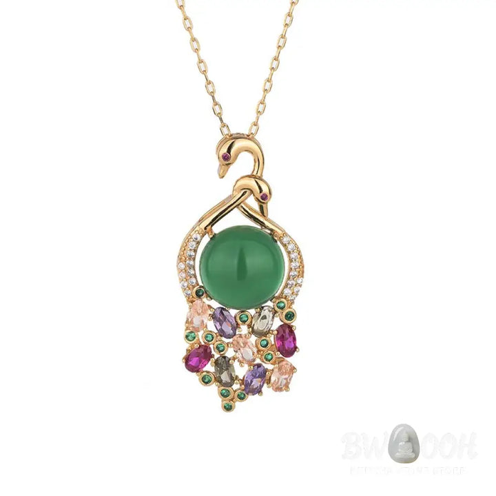 Buddha Stones Cyan Jade Success Necklace Chain Pendant - BWOOOH - Cyan Jade - Necklaces &amp; Pendants