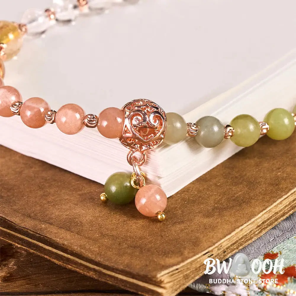 Buddha Stones Cyan Jade White Crystal Harmony Beads Key Chain Phone Hanging Decoration - Cyan Jade(Luck ♥ Longevity)
