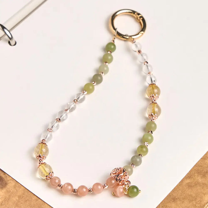 BWOOOH Cyan Jade White Crystal Harmony Beads Key Chain Ph