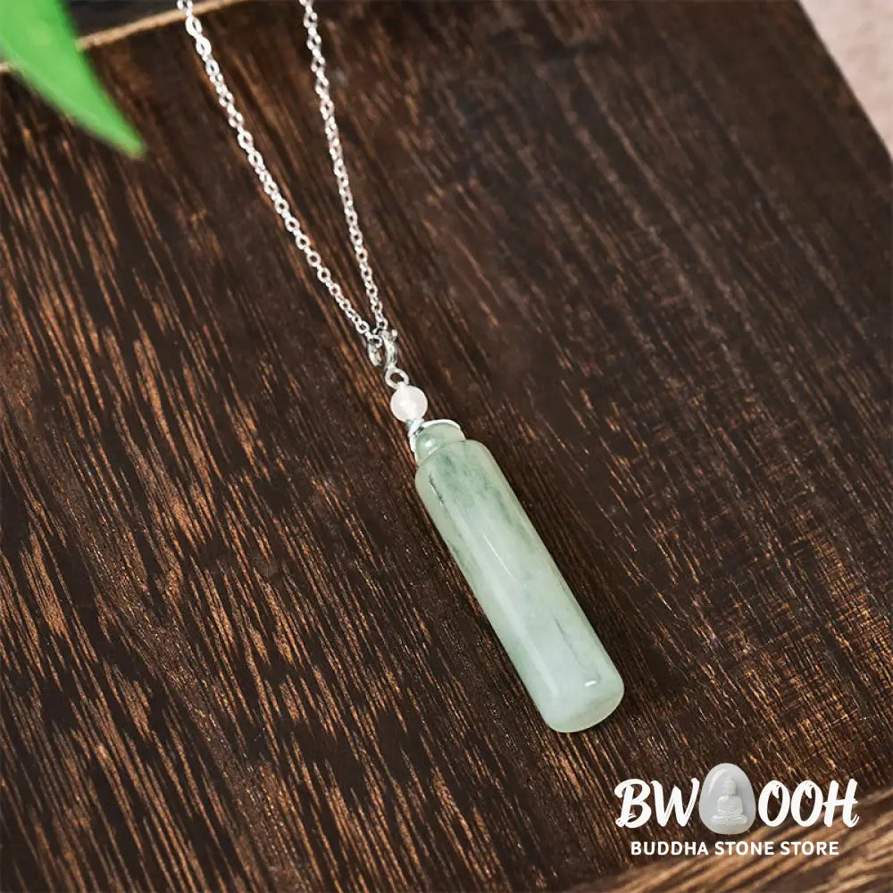 Buddha Stones Cylinder Pattern Jade Luck Necklace Pendant - Necklaces &amp; Pendants