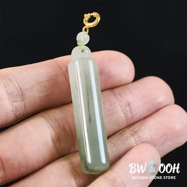 Buddha Stones Cylinder Pattern Jade Luck Necklace Pendant - Necklaces &amp; Pendants