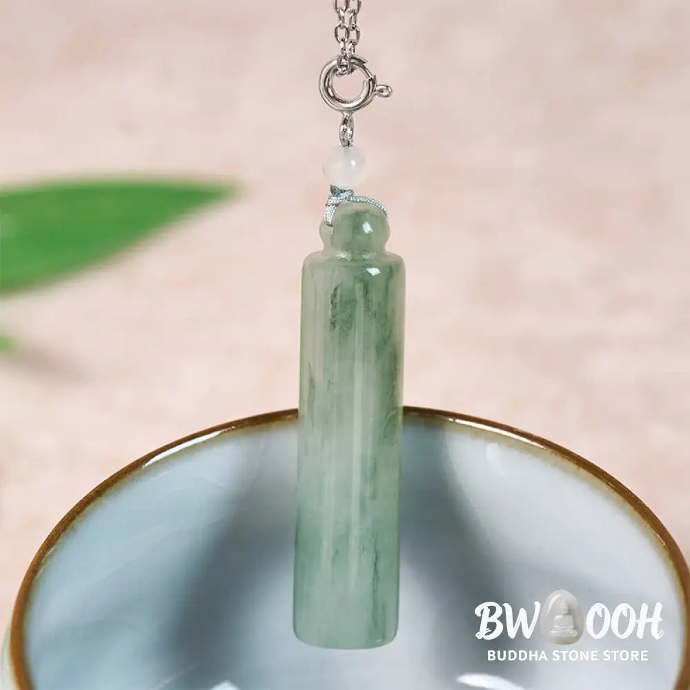 Buddha Stones Cylinder Pattern Jade Luck Necklace Pendant - Necklaces &amp; Pendants