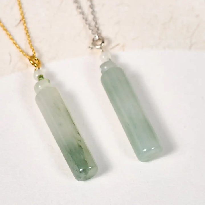 Buddha Stones Cylinder Pattern Jade Luck Necklace Pendant - Necklaces &amp; Pendants