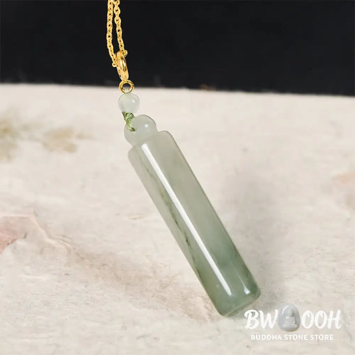 Buddha Stones Cylinder Pattern Jade Luck Necklace Pendant - Necklaces &amp; Pendants