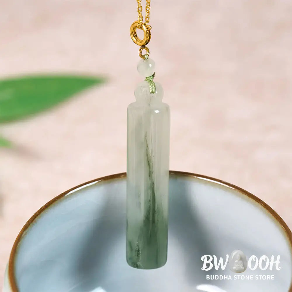 Buddha Stones Cylinder Pattern Jade Luck Necklace Pendant - Necklaces &amp; Pendants