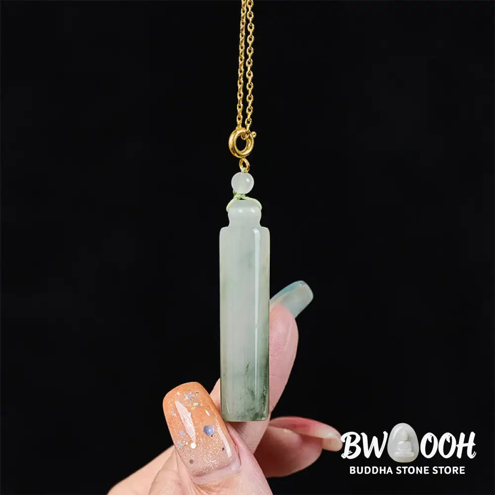 Buddha Stones Cylinder Pattern Jade Luck Necklace Pendant - Necklaces &amp; Pendants