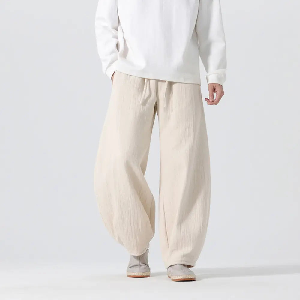 BWOOOH printed wide-leg yoga pants - Daily Drawstring Chinese Zen Style Men&