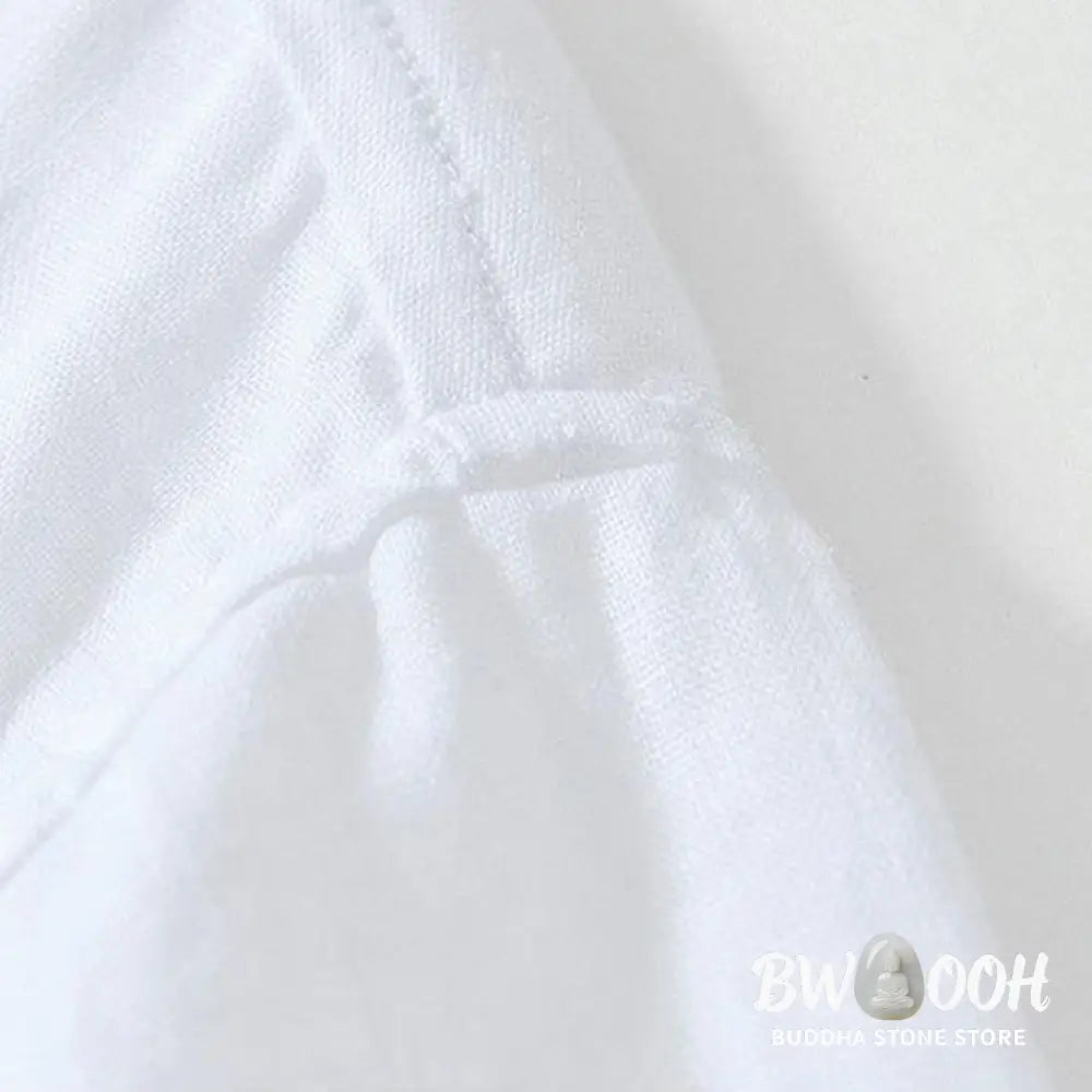 Buddha Stones Daily Frog-Button Stand Collar Short Sleeve Linen Men’s Shirt - Men’s Shirts
