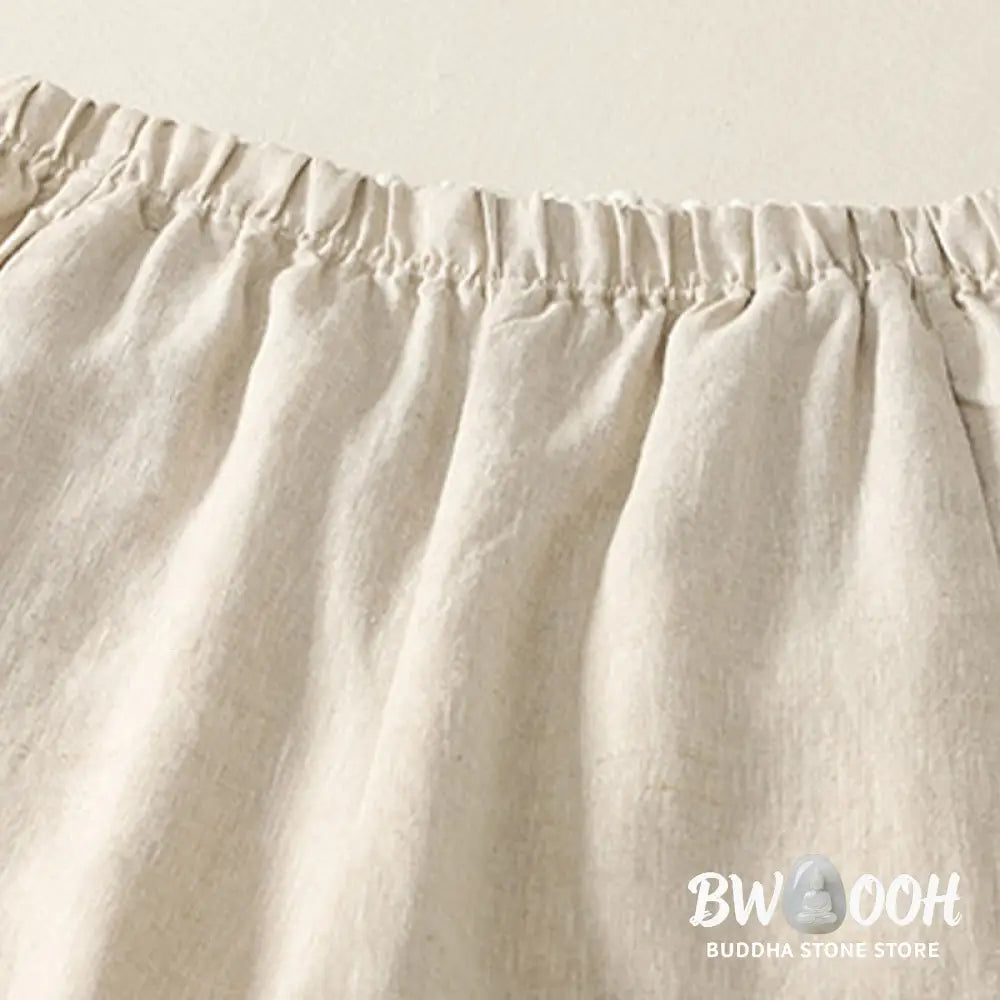 Buddha Stones Daily Plain Simple Design Cotton Linen Women’s Pants With Pockets - Women’s Pants