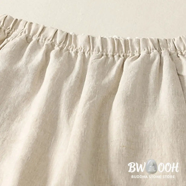 Buddha Stones Daily Plain Simple Design Cotton Linen Women’s Pants With Pockets - Women’s Pants