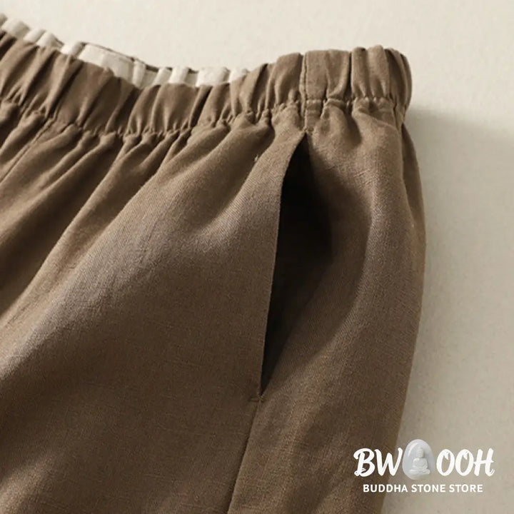 Buddha Stones Daily Plain Simple Design Cotton Linen Women’s Pants With Pockets - Women’s Pants
