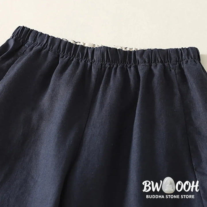 Buddha Stones Daily Plain Simple Design Cotton Linen Women’s Pants With Pockets - Women’s Pants
